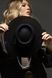 Women's felt boater hat with decor and chain, black