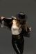 Women's felt boater hat with decor and chain, black