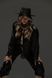 Women's felt boater hat with decor and chain, black