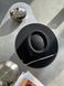 Women's felt boater hat with decor and chain, black