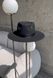 Women's felt fedora hat with decor and chain, black