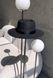 Women's felt boater hat with decor and chain, black