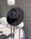 Women's felt boater hat with decor and chain, black