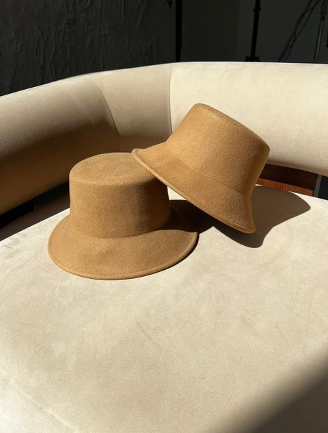 Women's panama hat camel color 100% wool