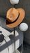 Women's felt fedora hat with decor and chain, camel with 7 cm brim