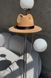 Women's felt fedora hat with decor and chain, camel with 7 cm brim