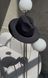 Women's felt fedora hat with decor and chain, black with 7 cm brim