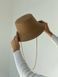 Panama hat women's autumn/winter 100% felt with decor, camel color