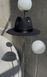 Women's felt fedora hat with decor and chain, black with 7 cm brim