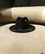 Women's felt fedora hat with decor and chain, black with 7 cm brim