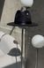 Women's felt fedora hat with decor and chain, black with 7 cm brim