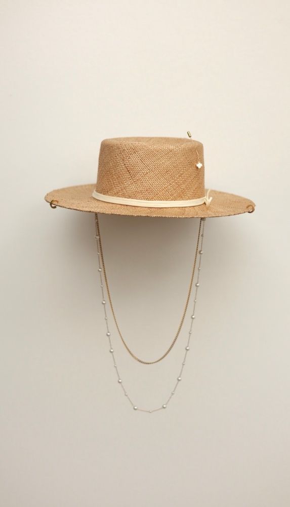 Women's bao straw boater hat with decor premium line