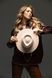 Women's felt fedora hat with decor and chain, beige