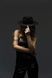 Women's felt boater hat with decor and chain, black